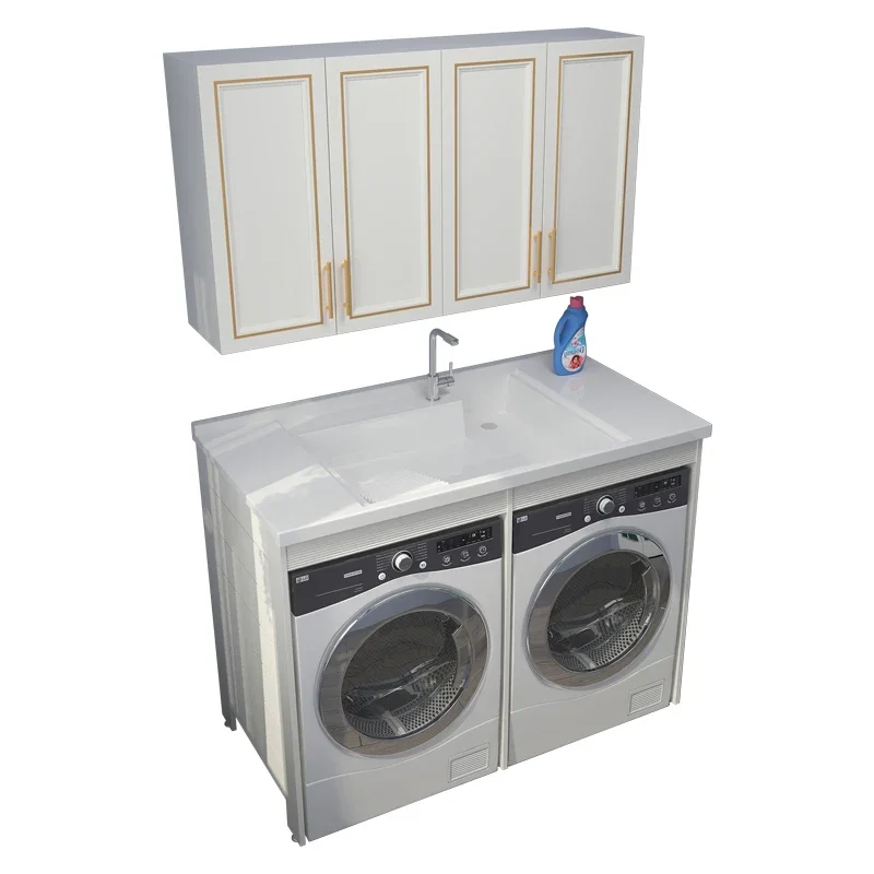 

ZL Assembled Cabinet Dryer Double Washing Machine Laundry Tub All-in-One Cabinet Wash Basin