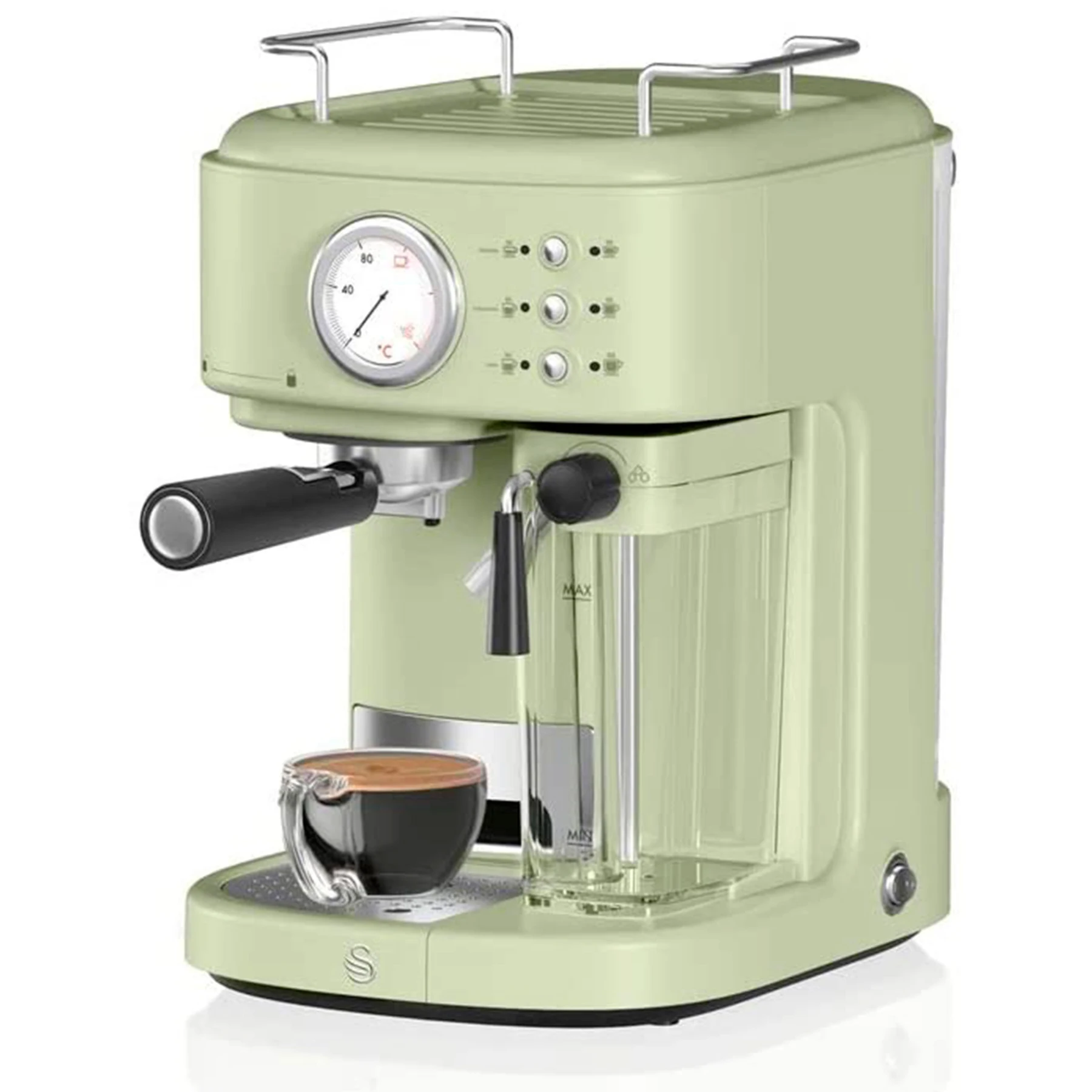 Swan Sk22150gn Retro Espresso Coffee Maker, Cappuccino, 15 Bars, 0.5l