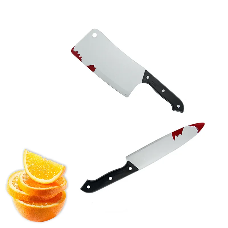 Halloween Decor Props Faked Bloody Sharp Knife Horror Cosplay Plastic Toy Simulation Weapon Knife Party Supplies Halloween Decorations