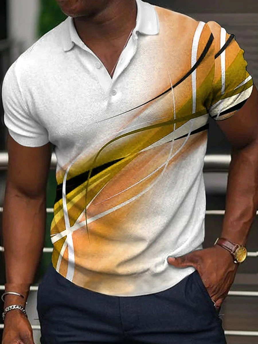 

Men's Collar Golf Shirt Plaid Turndown Polo Shirt 3D Printed Zip Up Polo Shirt Casual Collar Regular Fit Polo Shirt