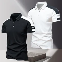 POLO d'été pour hommes, T-shirt à manches courtes décontracté d'affaires haut de gamme en soie glacée, haut à revers en pur coton fin de couleur unie 4