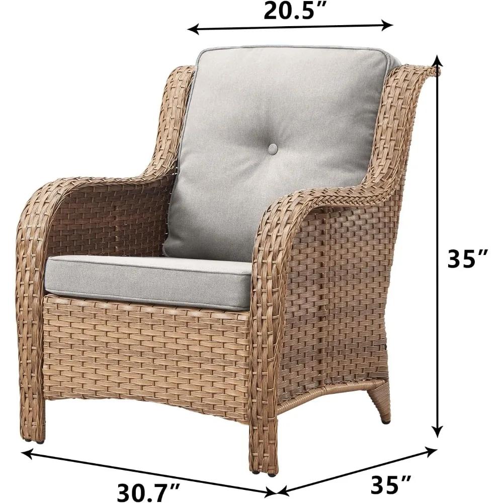 Patio Furniture Chairs Outdoor Chair High Back and Deep Seating for Deck Porch Balcony Backyard, Garden Sofas 4