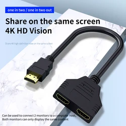 2 Dual Port Hdmi-Compatible Cable Splitter 1080P Y Splitter 1 In 2 Out Cable Adapter for Lcd Tv Box Ps3 Hdmi-Compatible Splitter
