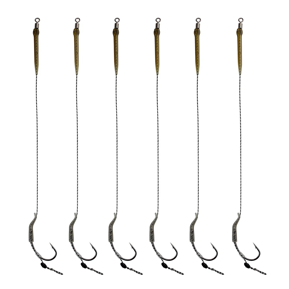 FTK 18,5 cm 6-8 Stück Vorfach-Angelhaken für Haarmontagen mit Schnur 30-60 lb 2/4/6/8# (Europa Feeder Group) Karpfenhaken-Zubehör_voghion.com