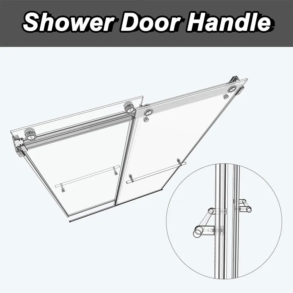 Sunrosa 44""-48"" W X 76"" H Frameless Shower Door, Clear Tempered Glass 5/16""(8Mm), Double Sliding Shower Door, Aluminum 6