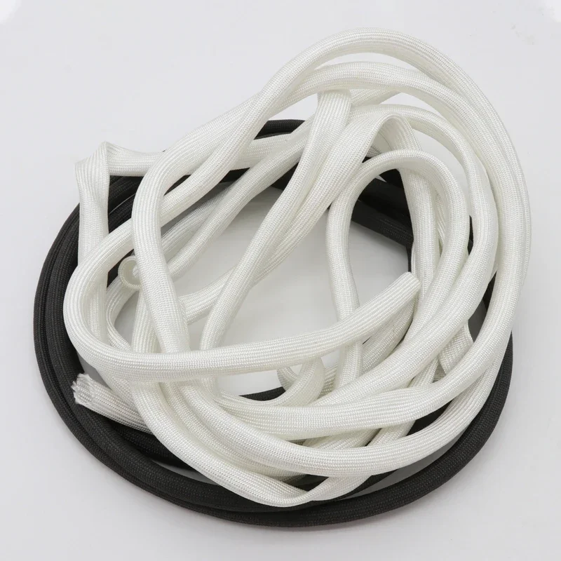 1mm ~ 40mm Fiberglass Tube 600 Deg.C High Temperature Chemical Glass Fiber Braided Sleeve Wire Pipe Protector White/Black ID