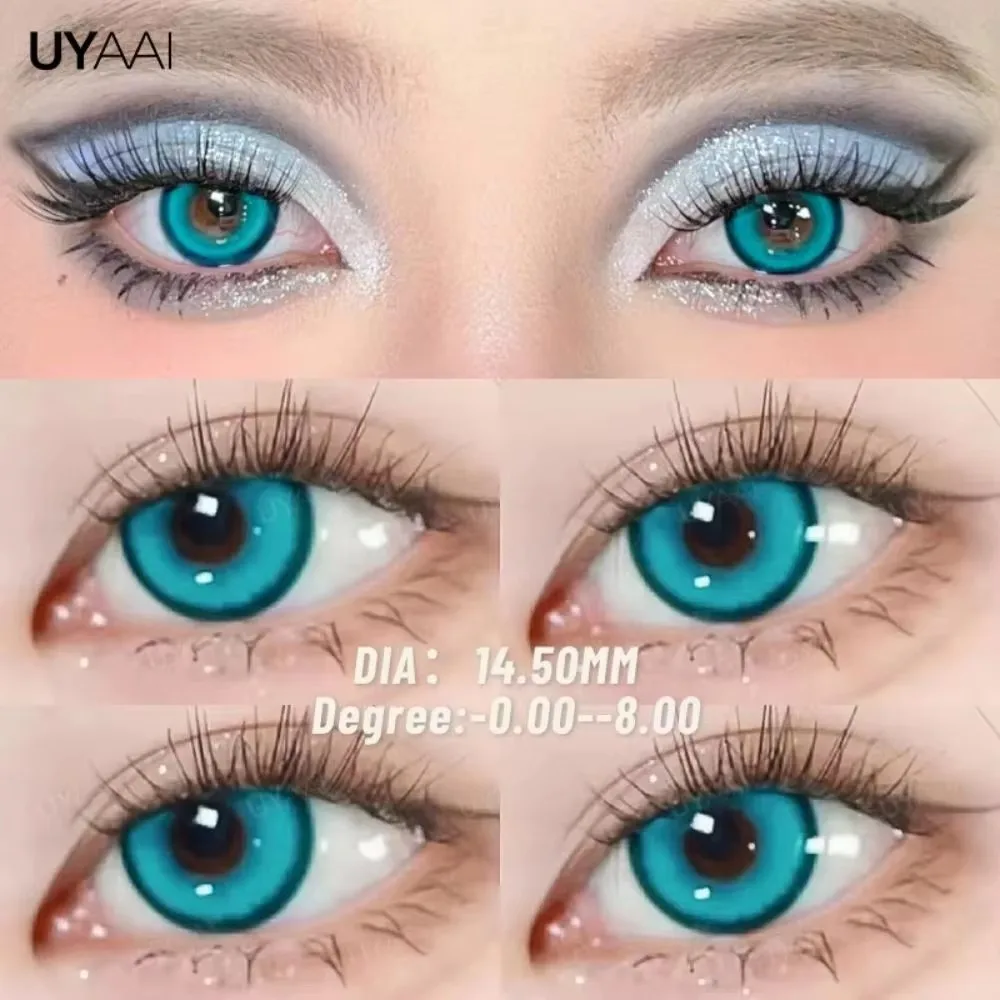 UYAAI Lenti Cosplay Colorate Lenti Contatti Blu Verde con Grado