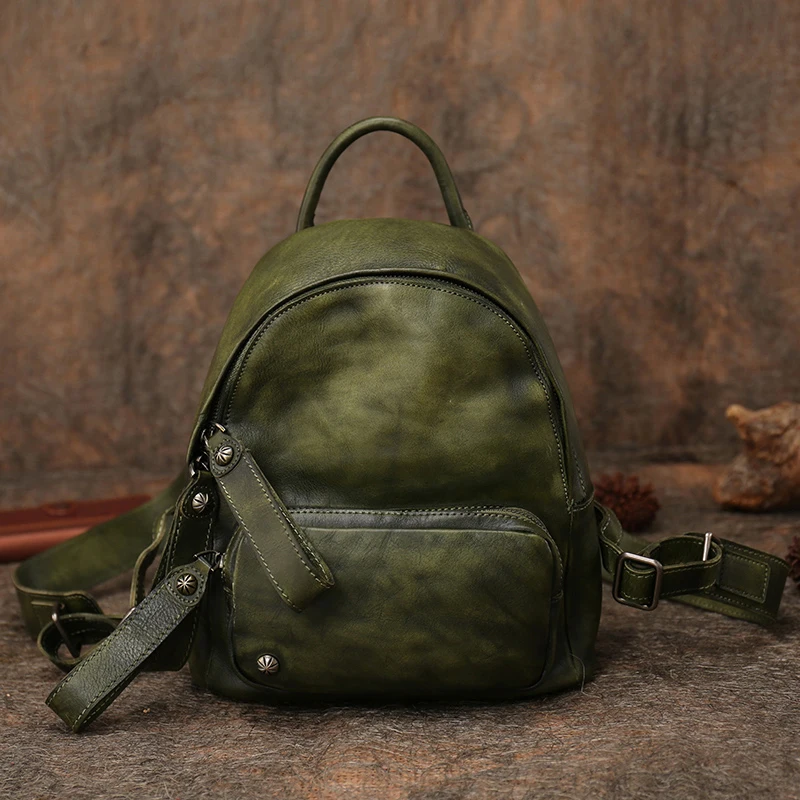 Spring Autumn Classic Leather Splicing Solid Color Retro Style Hardware Women's Large Capacity Backpack 5