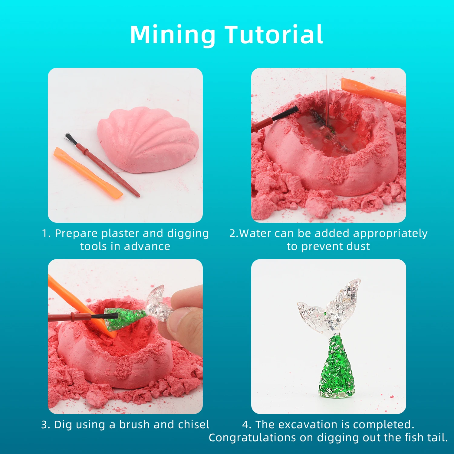 Archaeological excavation of seashell beauty fish tail DIY toys to explore new and unique treasures (randomly excavated styles)