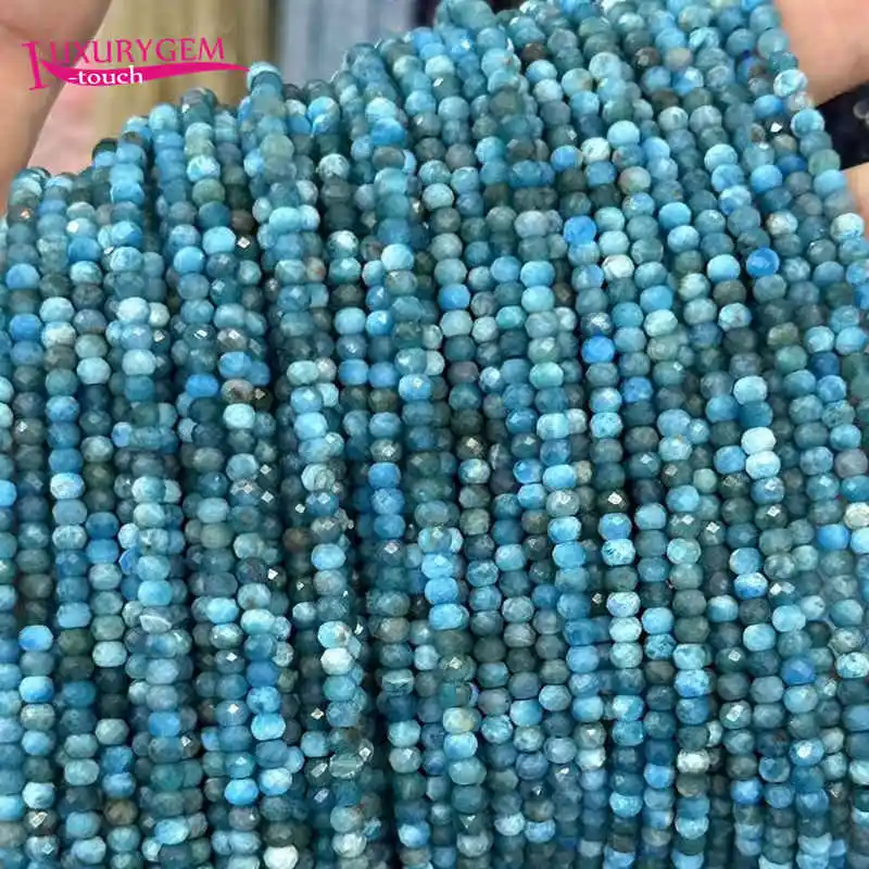 

Natural Apatite Stone 3x4mm DIY Loose Beads Faceted Rondelle Shape Jewelry Accessories 38cm wk562