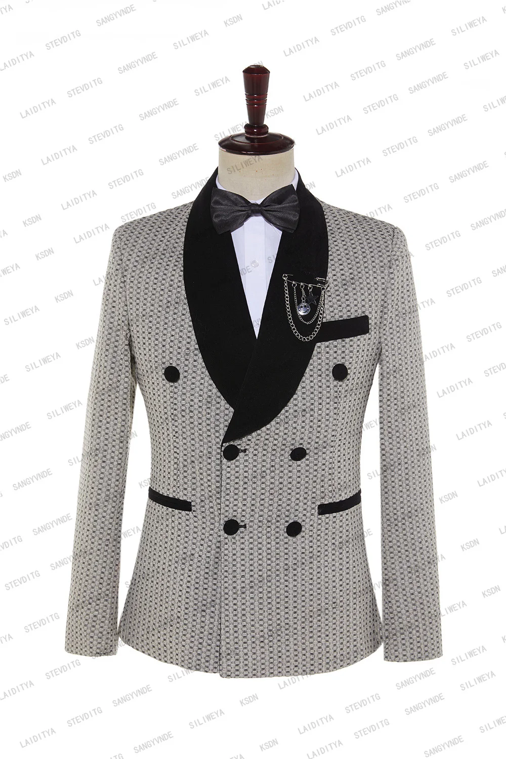 Men Suits 1 Piece Casual Business Khaki Black Double Breasted Shawl Lapel Suit Wedding Groom Prom Formal Blazers Jacket