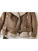 ZACK RAIN Brown Jacket For Women 2023 Winter Vintage Fur Integrated Jacket Lapel Long Sleeves Jackets Female Outwears Chic 4