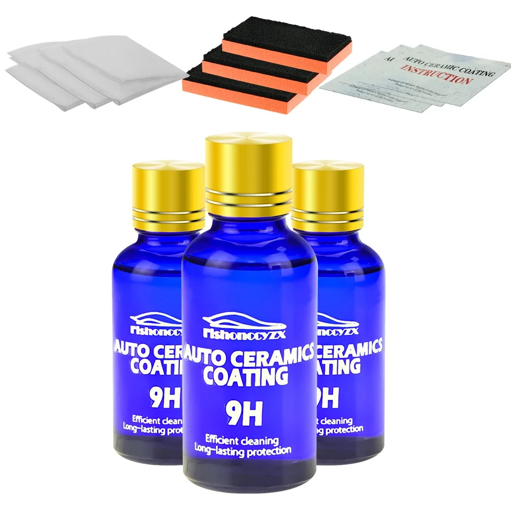 3Pcs 9H Car Plated Crystal Ceramic Coating Super Hydrophobic Glass Polishing Coating Set Car Paint Maintenance Fluid car coating spray car coating agent