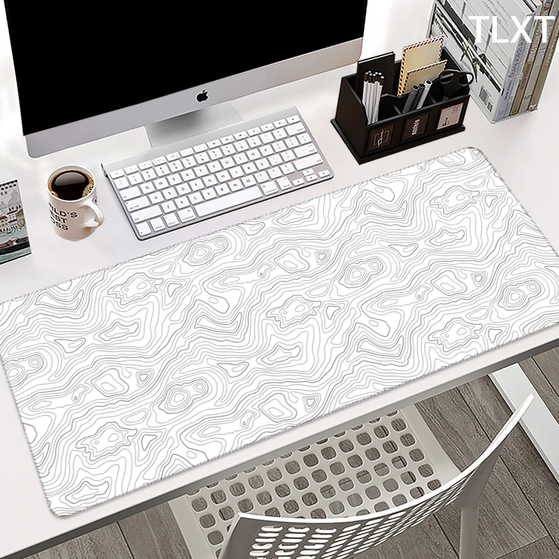 Grande Gaming Mouse Pad com Borda de Bloqueio Preto e Branco Gamer Grande Mouse Mat Computador Mousepad Teclado Mesa Mouse Pad Deskpad