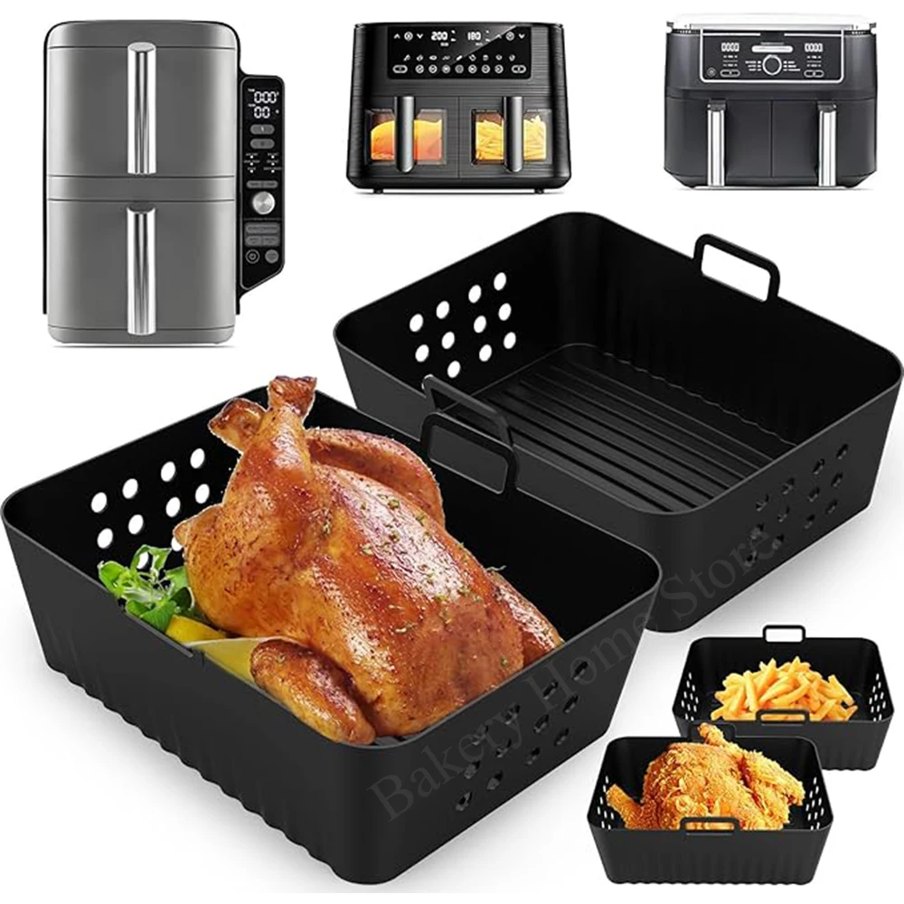 Air Fryer Liners for Ninjia SL400 SL401 Reusable Air Fryer Silicone Pot for Ninja Double Stack XL Baking Accessories air fryer liners air fryer accessories air fryer silicone tray
