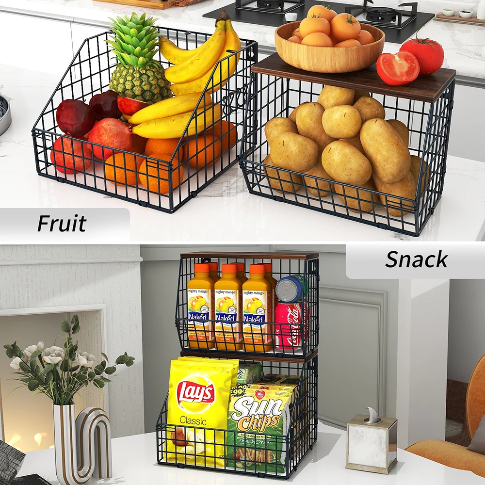 Wall hanging kitchen baskets Storge and organization decor