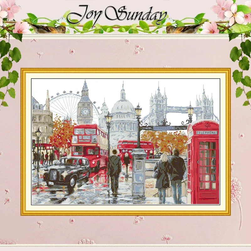 The Streets of London Patterns Counted Cross Stitch Set DIY 11CT 14CT 16CT Stamped DMC Cross-stitch Kit Embroidery Needlework
