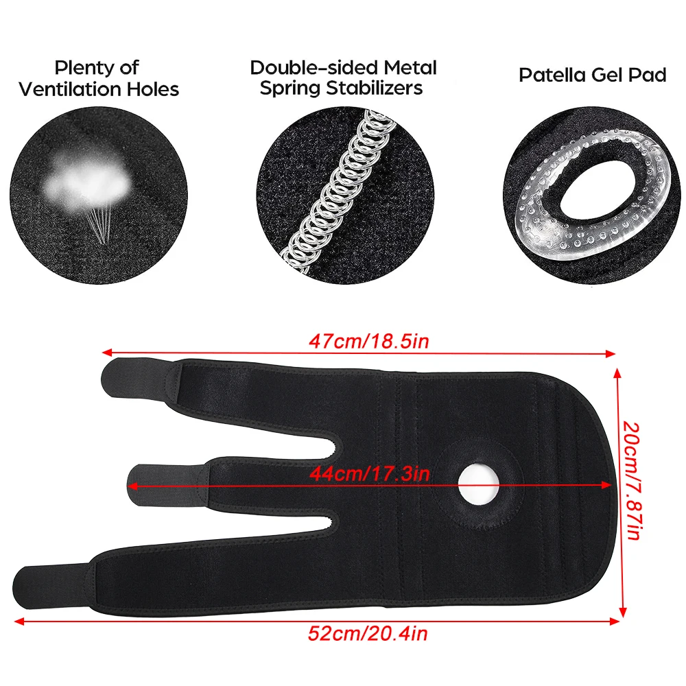 Knee Brace Knee Support Knee Pads for Men and Women 1Pcs with Side Stabilizers & Patella Gel Pads Maximum Knee Pain Support Fast Recovery