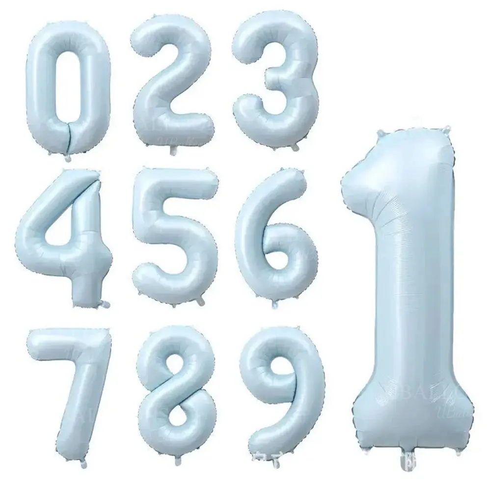 Baby Blue Number Folienballons 32 Zoll 1 2 3 4 5 6 7 8 9 Hellblaue Zahl Geburtstagsballons für Geburtstag Babyparty Party Dekor – Detail 2