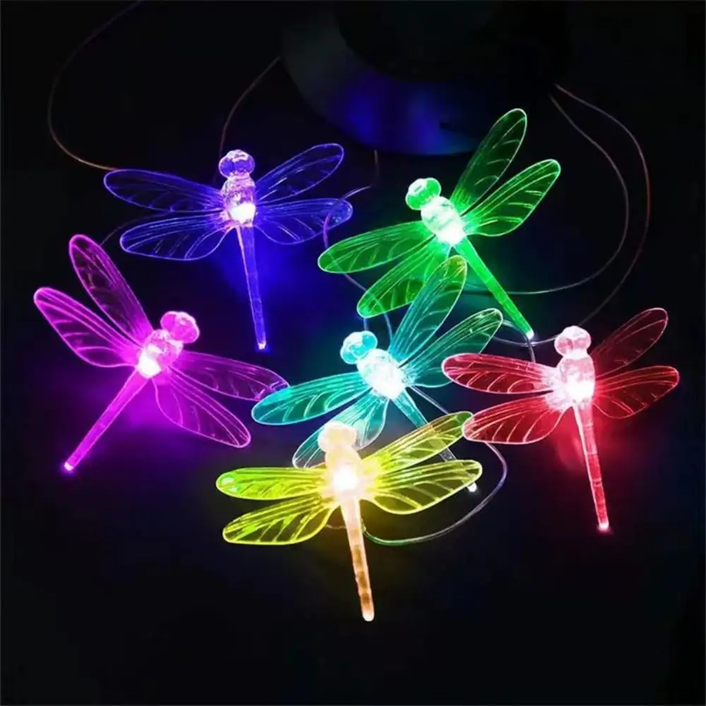 Solar Power Dragonfly Wind Chimes Courtyard Ornament Yard Led Lights Windbell Garden Outdoor Decoration Wind Chimes Pendants