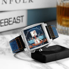  OUPAI 2022 Square Automatic New  Fabric Special Racing Watch Men Monaco Design Muti-Function Tag with Calendar Waterproof 