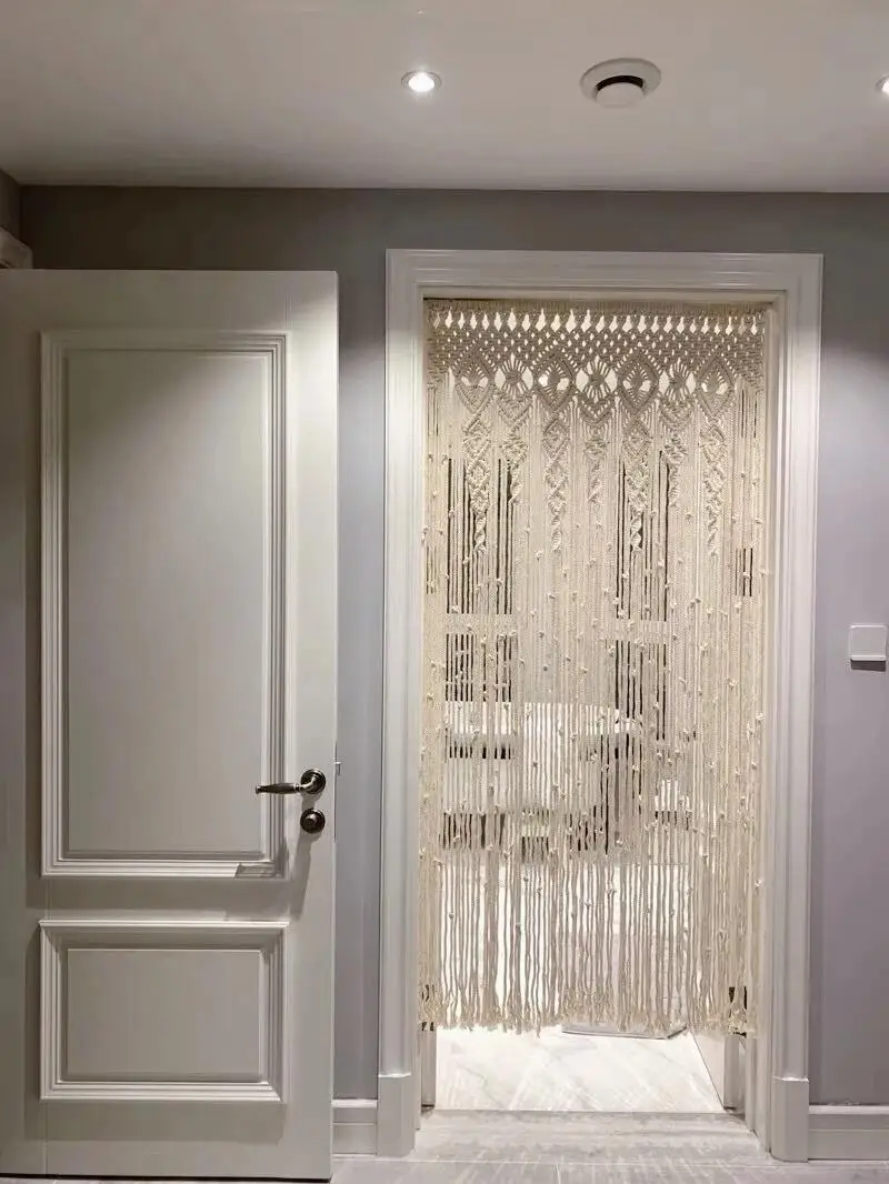Hand-woven Macrame Wall Hanging Tapestry Door Curtain Cotton Art Tapestry Boho Decoration Bohemia Wedding Backdrop Wall Hanging tapestry decorations