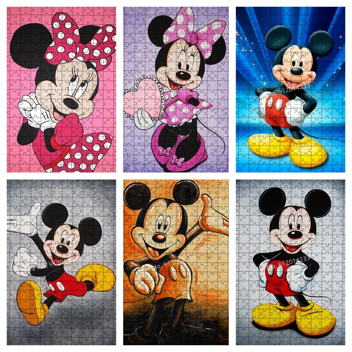 

Disney Puzzle Mickey Mouse Cartoon Jigsaw Puzzles Paper Puzzles Children Educational Toys Gifts for Kids 300/500/1000 Pcs