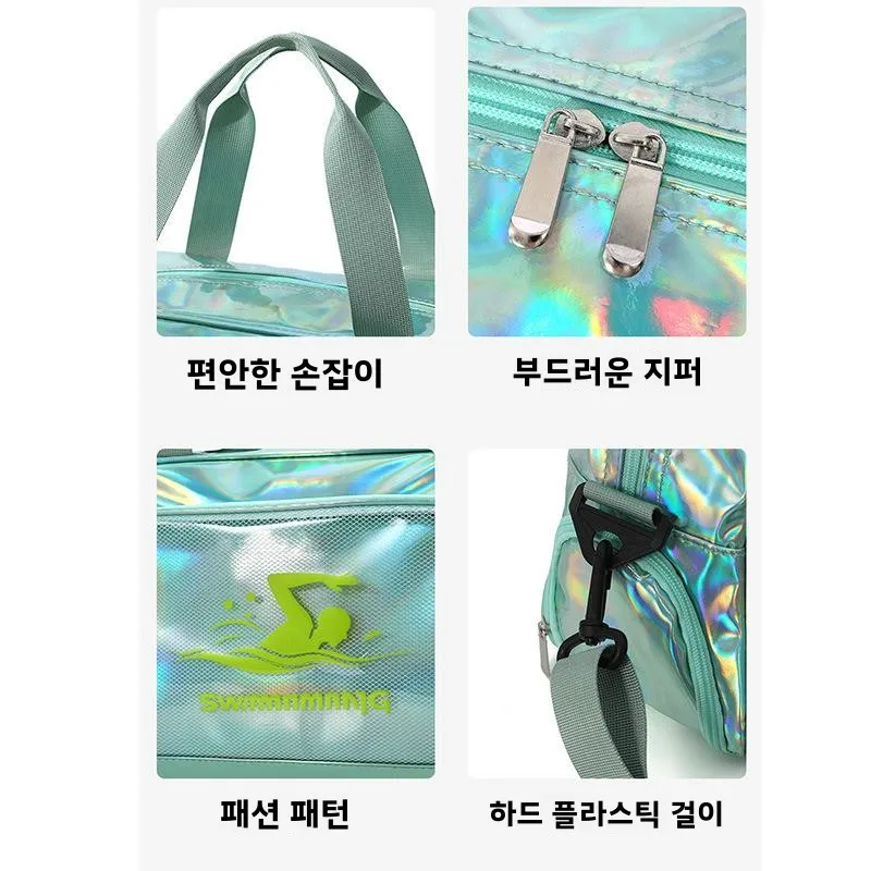 레이저 수영 가방 습식 및 건식 분리 방수 크로스바디 피트니스 수납 가방 (신발 수납공간 포함) 스포츠 샤워 가방 비치 여행용