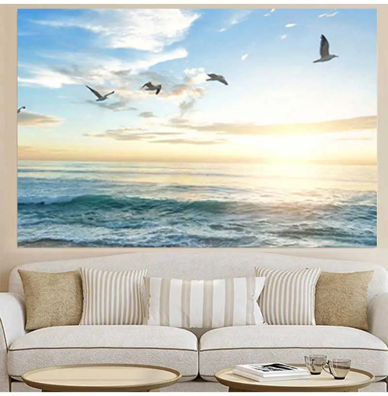 Posters and Prints Canvas Painting Mediterran Scandinavian Wall Art Picture for Living Room Natural Sunset Could Lake Landscape
