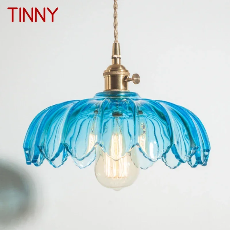 

TINNY TINNY Nordic Brass Pendent lamp Modern Bedroom Bedside lamp Color Glass LED Restaurant Bar Aisle Chandelier