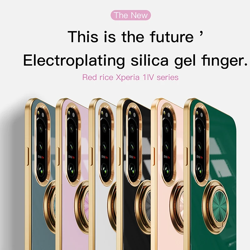 Luxury Electroplated Silicone Magnetic Ring Holder Phone Case - Shockproof Design