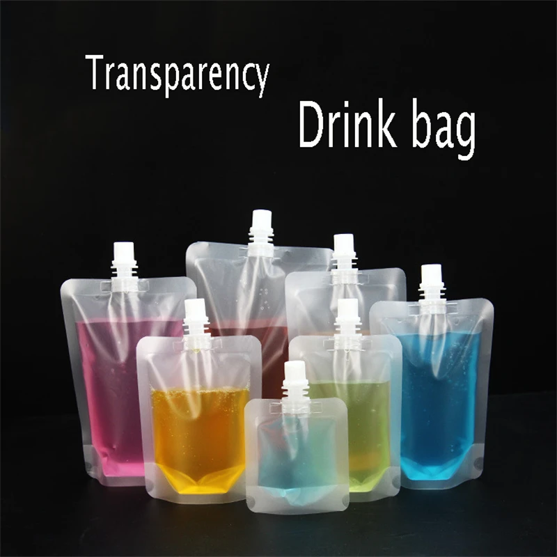 50pcs Clear PE Plastic Drink Bag Suction Pocket Beverage Party Juice Bag Environmental Protection Transparent Milk Liquid Bags 3