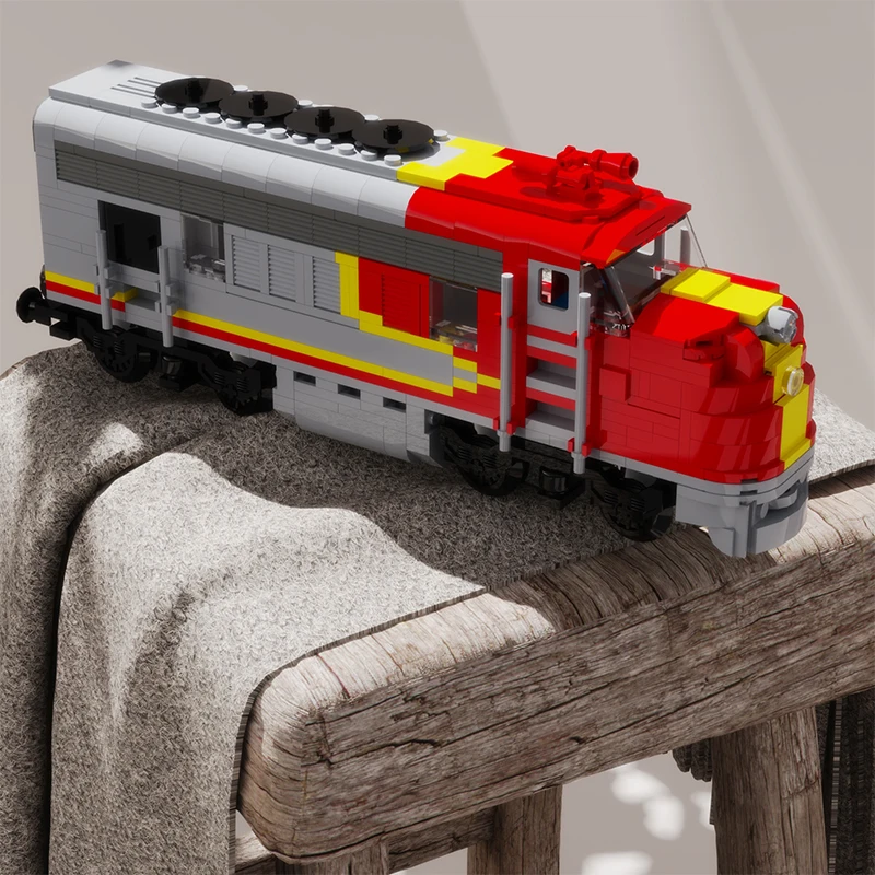 

MOC Super Chief Trains Locomotive Building Blocks Kit Santa Fe Heavy Duty Passenger Railway Track Vehicle Bricks Children Toys