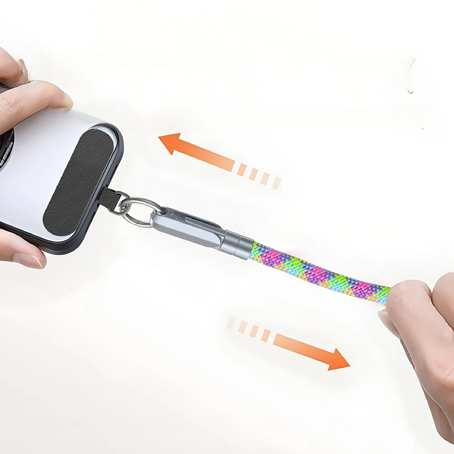 2-in-1 고속 충전 USB-C to Type-C 데이터 케이블, Type-C 폰 랜야드 및 충전 케이블 C to C 브레이드 넥/손목 스트랩에 적합