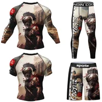 Mma Clothing Man Rashguard T-shirt+Pants Sets  Rash Guard Jiu jitsu MMA Compression Shirt+Shorts Bjj Boxing Jerseys Sport Suits 1