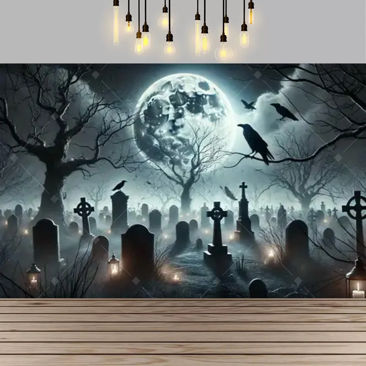 Halloween Gothic Vampir Mittelalterliche Burg Hexe Mondlicht Fledermaus Hintergrund Halloween Party Dekoration Hintergrund Foto Requisiten. – Detail 9