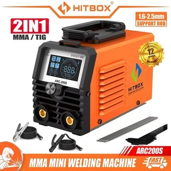 HITBOX ARC200S Welding Machine 2 in 1 ARC MMA LIFT TI1 Roll 10m 18650 Li-ion Battery Nickel Sheet Plate Nickel Plated Steel Belt Strip Connector Spot Welding Machine Battery WeldersG MINI IGBT Inverter LED Digital Display Portable Home Welder 220V 10-200A 1