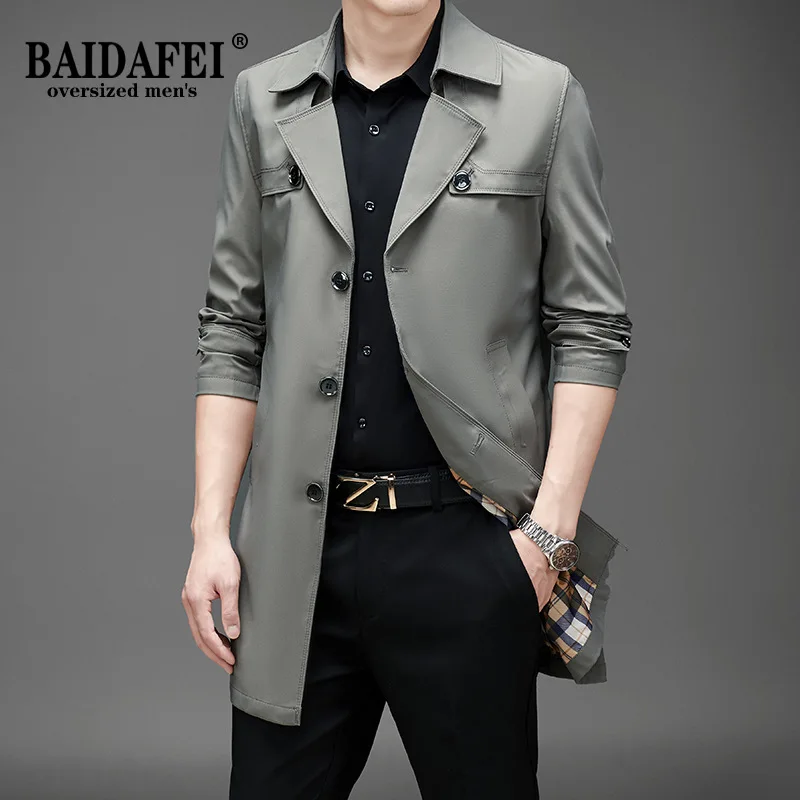 

Oversized 5XL 6XL Men Long Overcoat 2021 Autumn Spring New Men's Smart Casual Fashion Turn-down Collar Fat Mens Trench Jacket