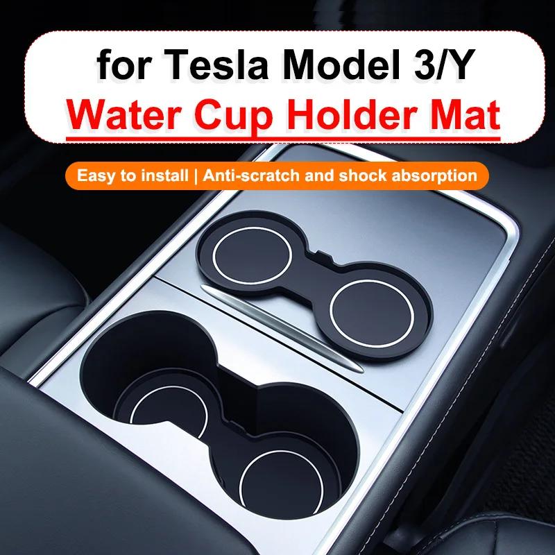 Cup Holder Coasters Car Coaster Pads For Tesla Model 3 Y Water Cup Holder Mats Non-slip Coaster Soft Silicone Pad