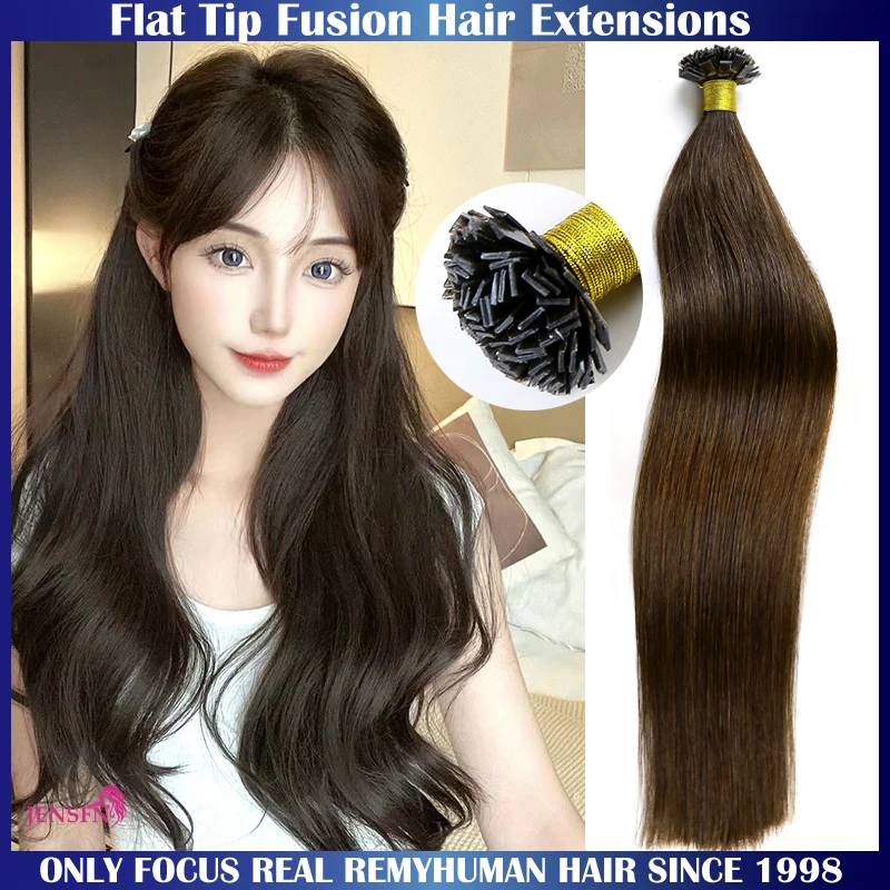 Flat Tip Hair Extensions Remy 100% Human Hairpieces Straight Keratin Tip Hair Extensions Salon Pre Bonded Hairwigs 1g/Strand human hair extension