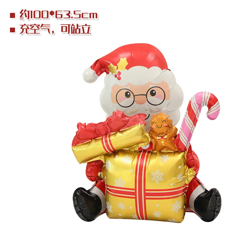 Globo de aluminio navideño 2025 con forma de Papá Noel, reno, árbol, muñeco de nieve, hombre de jengibre, decoración para fiestas navideñas