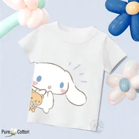 Children's tops T-shirt Sanrio Pure Cotton Print Cinnamoroll Dog Multi Color Soft Tees High Quality Kid Clothing Boys and Girls 2
