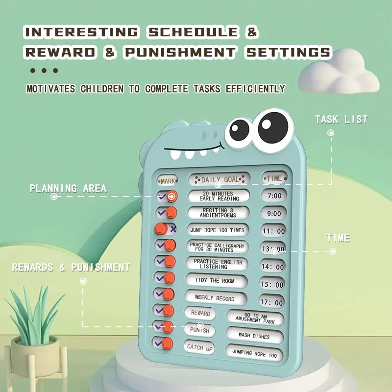 Cartoon Montessori Children Educational Toys Daily Self Discipline Punch Card DIY To Do List Notepad Kid Life Planner Memo Board 3
