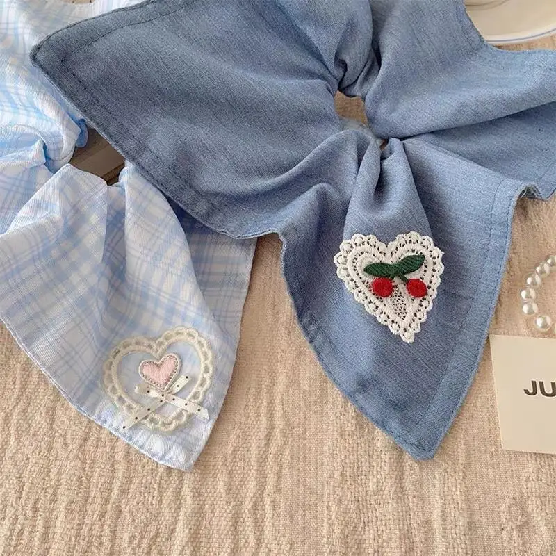 1PC Design Sense Square Headrope Temperament Hair Hair Ribbons Tie Large Intestine Hair Band Square Pleated Low Ponytail Holders