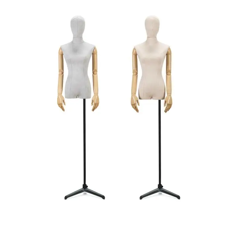 Lady Mannequins Suede Fabric with Arm Fashion Dress Upper Body Woman