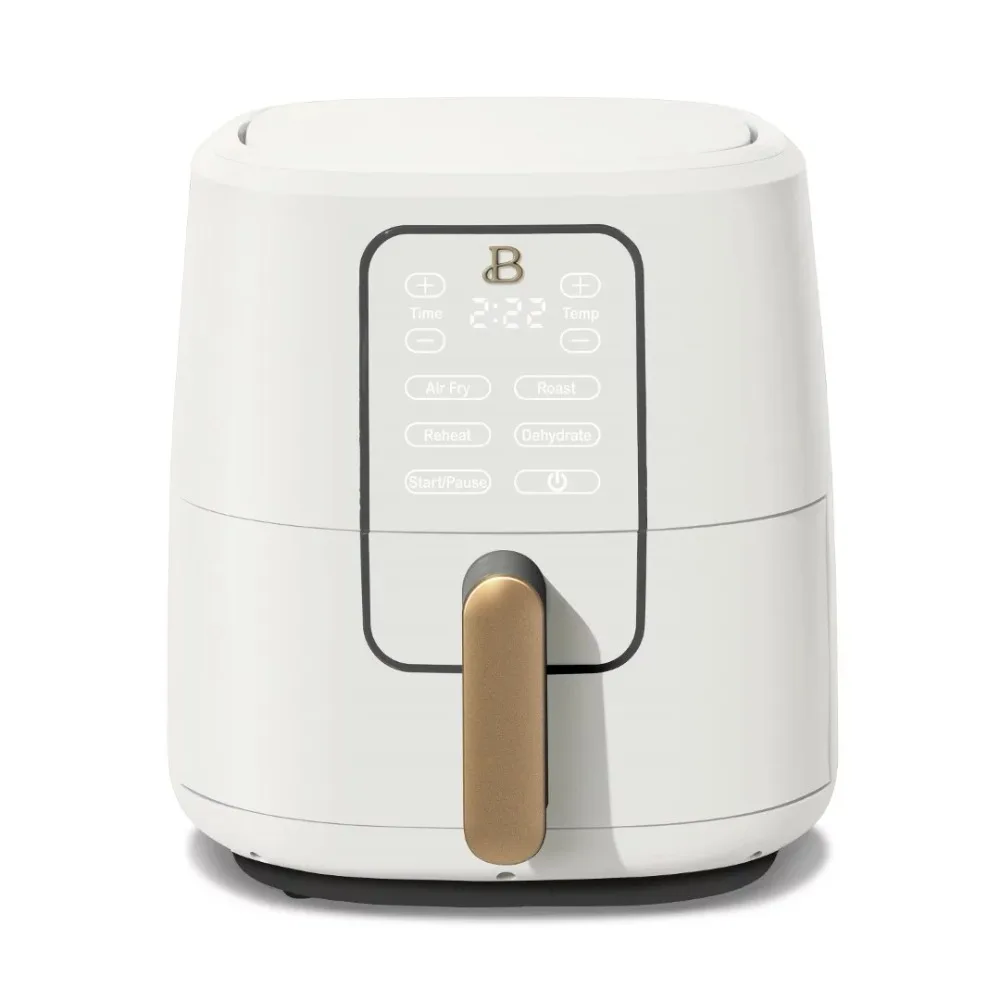 Beautiful 6 Quart Touchscreen Air Fryer, Removable crisping tray and pan are dishwasher safe,White I
