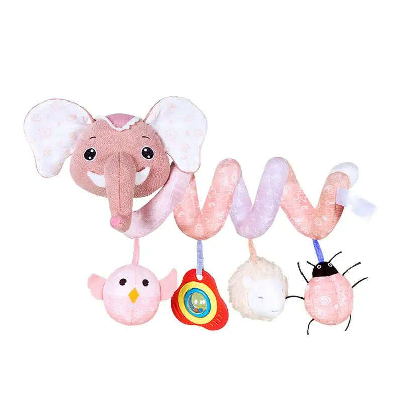 

Spiral Stretch Activity Toy Plush Car Seat Toy With Elephant Shape With Music Box BB Squeaker Rattles Pram Crib Hangings For 0 3