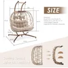 Double Egg Chairs Outdoor Indoor,for 2,All-Weather Rattan Hanging Loveseat Comfy,Patio Swinging Seat w/Cushion & Cover for Porch 4