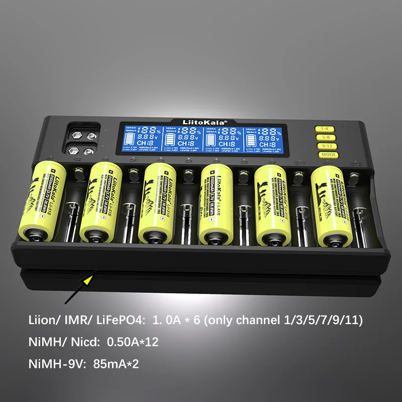 LiitoKala Lii-S12 12 슬롯 18650 LCD 배터리 충전기, 26650 21700 20700 14500 16340 10440 1.2V 3.7V 4.2V 사자 배터리용