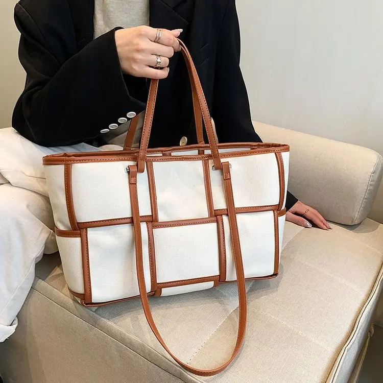 

new product guangzhou large canvas fabric lady women waterproof custom tote handbag